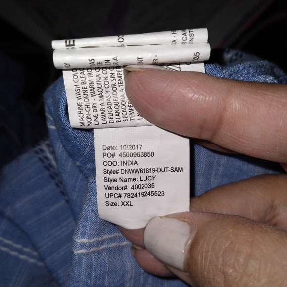 Nine West Lucy striped chambray popover top, size XXL - Picture 9 of 10